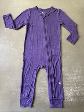 Kyte BABY Long Sleeve Zipper Romper in Eggplant Purple